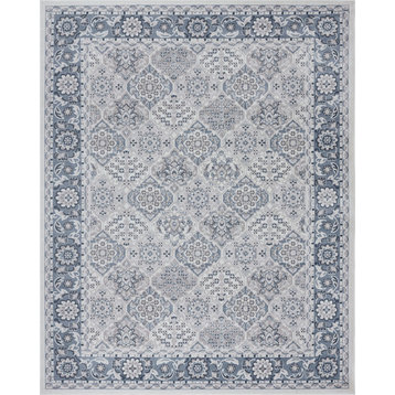 Rosalind Traditional Oriental Blue Rectangle Area Rug, 5' x 7'