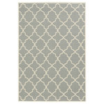 Newcastle Home - Rhodes Indoor and Outdoor Lattice Gray and Ivory Rug, 5'3"x7'6" - Rhodes is a collection of machine-made indoor/outdoor rugs showcasing simple, geometric patterns.  The clean lines, fresh colors and soft hand of the looped construction will make these rugs a welcome addition to any room or patio.