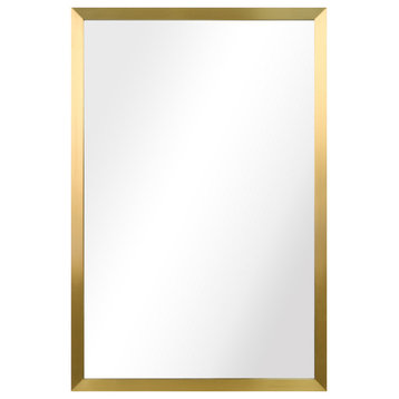 Contempo Stainless Steel Gold Wall Mirror, Brushed Gold, 20"x30"