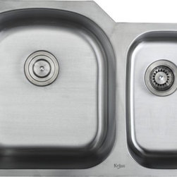 Kraus KBU24 32 inch Undermount 60/40 Double Bowl 16 gauge Stainless Steel Sink - Kitchen Sinks