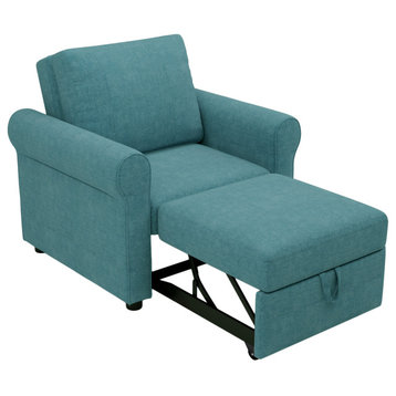 Gewnee Convertible 3-in-1 Sleeper Sofa Bed Armchair, Beige, Teal