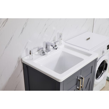 Stufurhome Hathaway 27"x34" Gray Engineered Wood Laundry Sink
