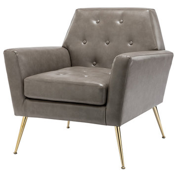 32.8" Comfy Armchair With Metal Legs, Gray
