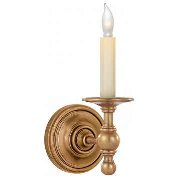 Classic Single Wall Sconce, 1-Light, Hand-Rubbed Antique Brass, 8"H