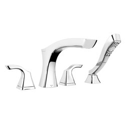 Delta Tesla&reg; 4-hole Roman Tub with Handshower Trim - Tub And Shower Faucet Sets