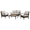 Courtyard Casual Taupe Chat 4 Piece Seating Group with Cushions