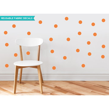 Polka Dot Fabric Wall Decals, Set of 48, 2" Polka Dots, Orange