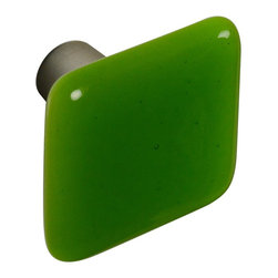 CKP - Art Glass Knob, Spring Green, Dull Brushed Nickel Base - Cabinet And Drawer Knobs
