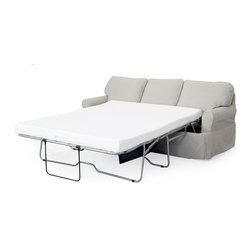 Sunset Trading Horizon Slipcovered Sleeper Sofa and Chaise in Light Gray - Sleeper Sofas