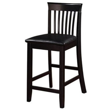 Hawthorne Collections 25" Transitional Wood/Faux Leather Counter Stool in Black