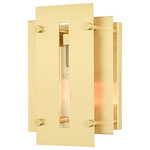 Livex - Livex 21771-12 1-Light Satin Brass Outdoor Wall Lantern, Satin Brass - Featuring a solid brass frame with a glass cylinder, the Utrecht outdoor wall lantern is ideal for your front door or side entrance. The warm, satin brass finish offers a complimenting counterpart while still keeping the glam factor of the overall fixture.