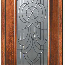 Prehung Single Door 96 Wood Mahogany Hillsborough 3/4 Lite Glass - Front Doors