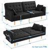 Modern Futon, Comfortable Padded Seat With Buttonless Tufting & USB Ports