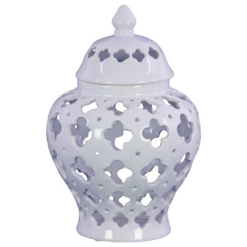 Urban Trends Ceramic Urn Vase With White Finish