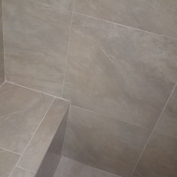 Kids Shower, Upstairs, Removed Tub & Made Into A Shower, Polished Porcelain Tile