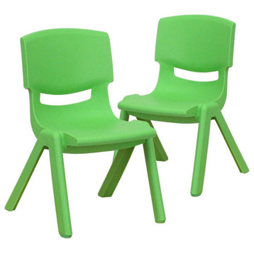 Flash Furniture 10.5" Plastic Stackable Preschool Chair in Green (Set of 2)