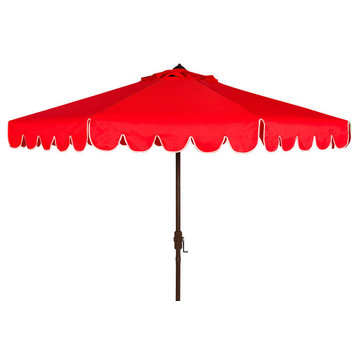 Safavieh Venice Single Scallop 9' Crank Umbrella, Red/White