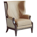 Lexington - Merced Leather Chair - Silverado features classic styling that puts a current touch on traditional design. The collection is crafted from walnut veneers and mahogany solids in a rich walnut finish. Hand-wrought metal bases, in a maritime brass finish, reflect the work of an artisan's hand, and select items hint of the exotic, with tiger-brown travertine tops.