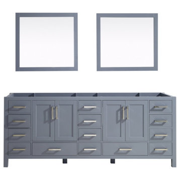 Jacques 84" Dark Gray Double Vanity, No Top and 34" Mirrors