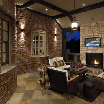 Traditional Stone Outdoor Fireplace