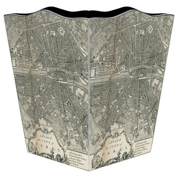 Paris Antique Map Wastepaper Basket