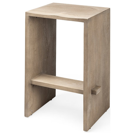 Aida Light Gray Solid Wood Counter Stool