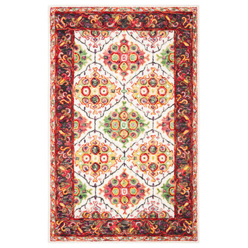 Safavieh Trace Trc524A Traditional Rug, Ivory and Red, 4'0"x6'0"