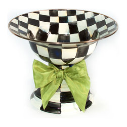 Courtly Check Enamel Compote - Large | MacKenzie-Childs - Serving Dishes And Platters