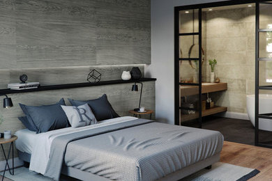 Contemporary bedroom in Cheshire.