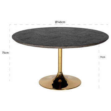 Round Oak Pedestal Dining Table | OROA Blackbone