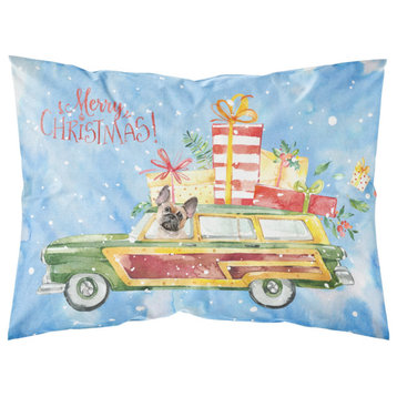 Merry Christmas Fawn French Bulldog Fabric Standard Pillowcase