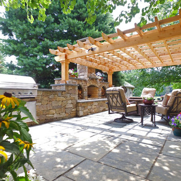 Flagstone Patio with Fireplace