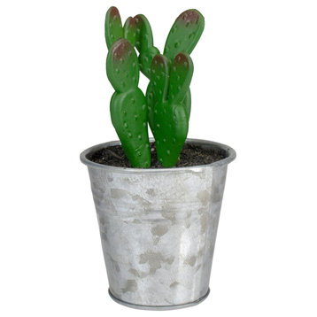 5" Tropical Mini Artificial Cactus in Tin Pot