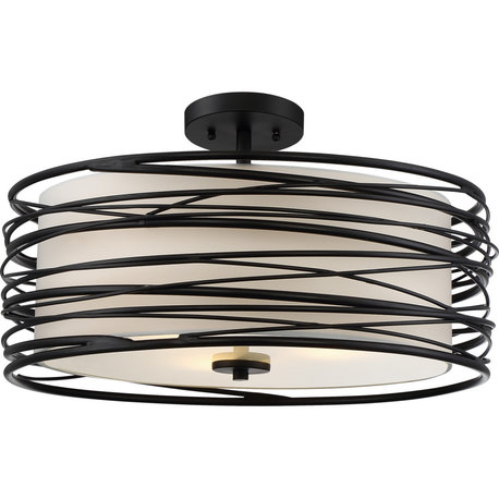 Quoizel Spiral 3-LT Semi-Flush Mount SPL1720K - Mystic Black