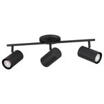 EGLO - Calloway 3 Light Fixed Track Light, Structured Black, Metal Cylinder Shades - Features: