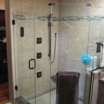 Transitional Master Bathroom and walk-in closet