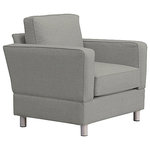 Small Space Seating - Raleigh Quick Assembly 'Chair and a Half' With Bonner Legs, Moon - Small Space Seating's standard size sofas and chairs are designed to fit through openings 12" or greater.  Perfect for older homes, apartments, lofts, lodges, playrooms, tiny homes, RV's or any place with narrow doors, hallways, tight stairs, and elevators. Our frames come with a lifetime guarantee and are constructed using kiln dried hardwoods.  Every frame is doweled, corner blocked, screwed, glued, stapled and features heavy-duty 8.5-gauge sinuous steel springs reinforced with horizontal tie rods.  All seating features plush 2.5 density HR spring down cushions with a lifetime guarantee.  High Performance, stain resistant fabrics with a 100,000 double rub rating come standard with our sofa and chairs.  This is American Made seating for small, tight and narrow spaces designed to last a lifetime.
