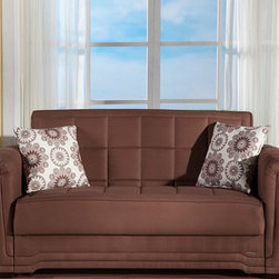 Victoria Loveseat Sleeper Sofa Bed in Brown - Loveseats