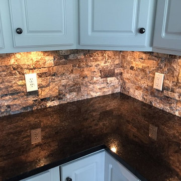Black Pearl Granite and Supreme Stackstone "Silver" Backsplash
