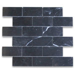 Stone Center Online - Nero Marquina Black Marble 2x4 Brick Subway Mosaic Tile Polished, 1 sheet - Premium Grade 2x4 Nero Marquina Marble Subway Mosaic tiles. Black Marquina Marble Polished 2 x 4 Brick Mosaic Wall & Floor Tiles are perfect for any interior/exterior projects. The 2x4 Nero Marquina Venato Marble Subway Brick Mosaic tiles can be used for a kitchen backsplash, bathroom flooring, shower surround, dining room, entryway, corridor, balcony, spa, pool, fountain, etc. Our Premium Nero Marquinia Marble Subway Brick Mosaic tiles with a large selection of coordinating products is available and includes hexagon, herringbone, basketweave mosaics, 12x12, 18x18, 24x24, subway tiles, moldings, borders, and more.
