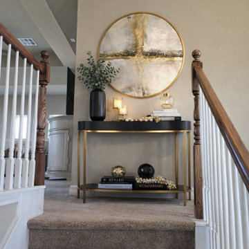 Modern Glam Staircase Landing | Styled & Sold, LLC