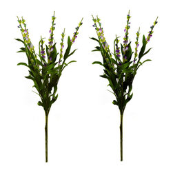 Shea's Wildflower - Steeple Weed Sprays, Cream and Purple, Set of 2 - Wreaths And Garlands