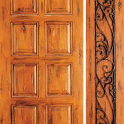 Exterior Prehung Door with One Sidelite, Knotty Alder 8-Panel - Front Doors