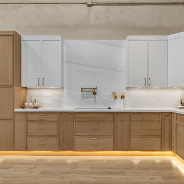 Modern Slim Shaker Cabinetry – Light Oak & White Combination