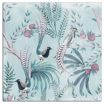 Chinoiserie Birds On Branches 2 24x24 Canvas Wall Art
