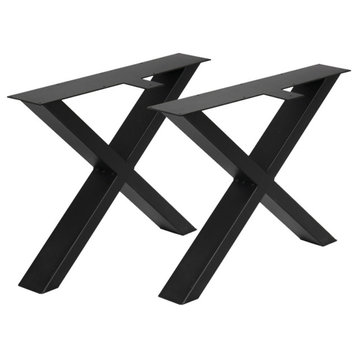 X-Type Table Leg, Set of 2, Black, 18''