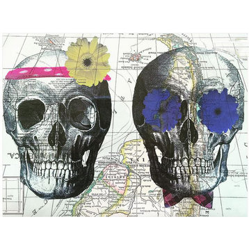 Art N Wordz His And Hers Skull Original Atlas Sheet Pop, Art Print