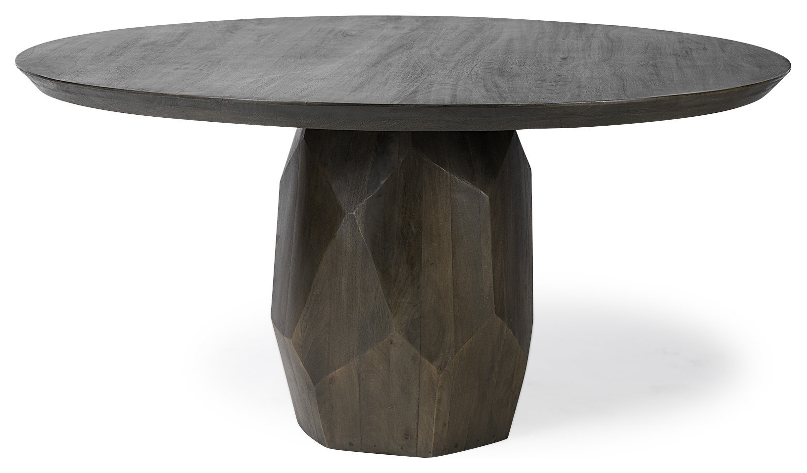 HomeRoots 60" Round Brown Solid Wood Top and Base Dining Table, 60.0L x ...