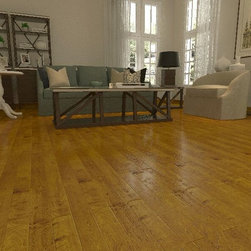 206HH Solid Handcraped Hardwood, American Hickory-Honey - Hardwood Flooring