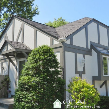Hardie Stucco, GAF Sienna Shingle Roofing, Leaf Relief Gutter Guards & Gutters
